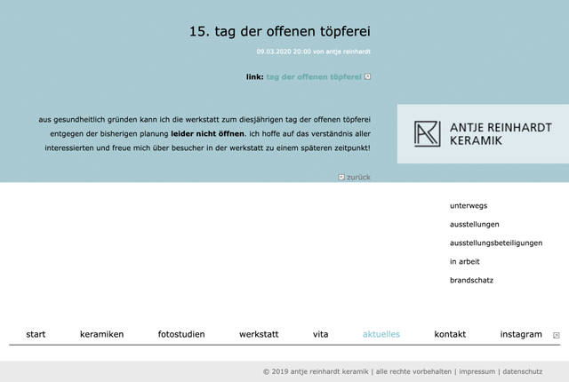 Absage »Tag der offenen Töpferei« 
